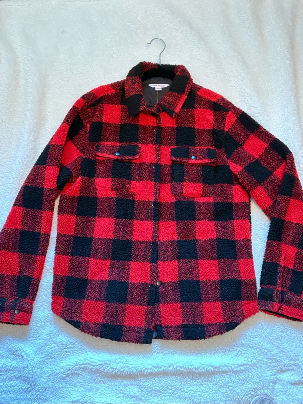 Joe Fresh small Red and Black Sherpa Jacket